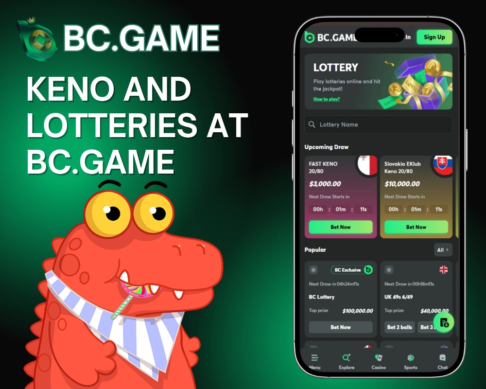 Keno and Lotteries BC Game